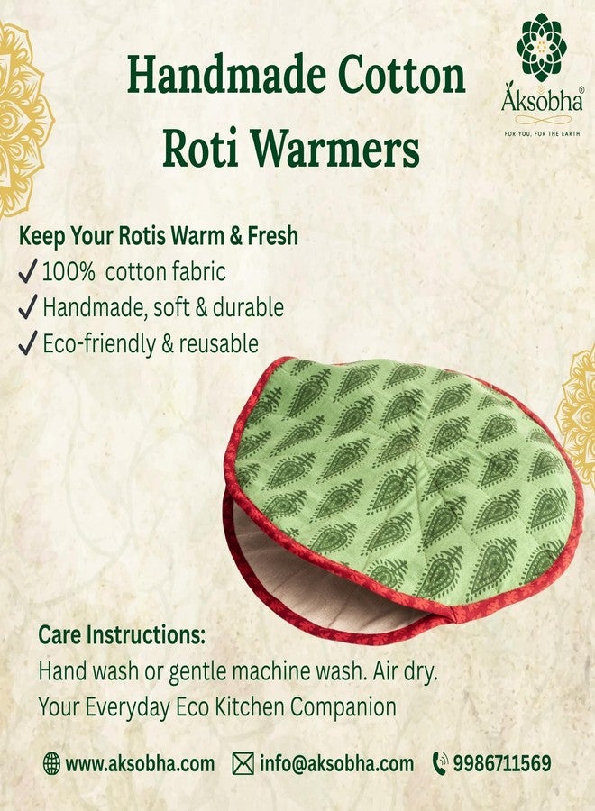 Aksobha Cotton Roti Pouch | Microwave-Friendly Tortilla & Roti Warmer | Reusable Cloth Pouch to Keep Tortillas, Naan, Chapatti, Pancakes & Flatbreads Warm & Fresh | Set of 1 - Image 5